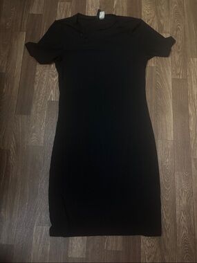 Divided Black Midi Bodycon Dress